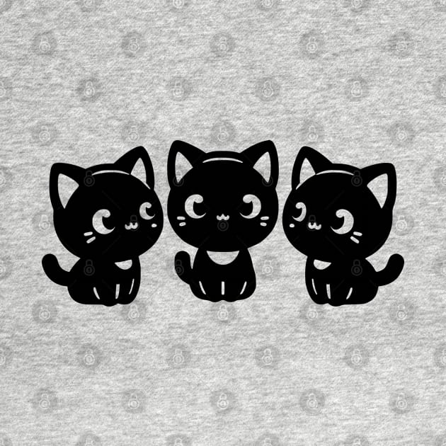 3 Kawaii Kittens Looking At Each Other by Sublime Art